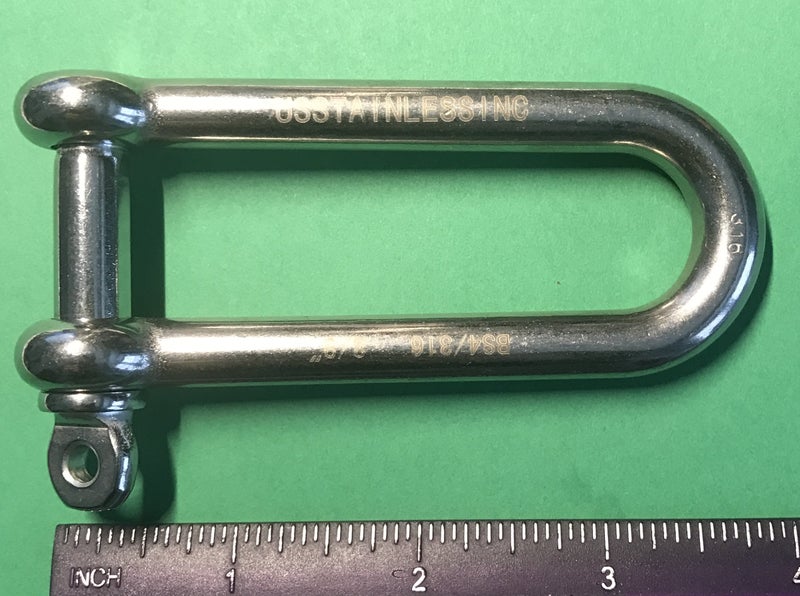 US STAINLESS Stainless Steel 316 Long D Shackle 3/8" (10mm) Marine Grade - Image 4